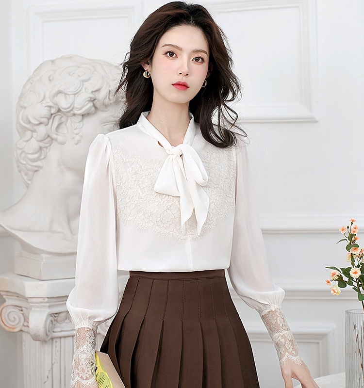 Spring and autumn lace eyelash frenum shirt for women