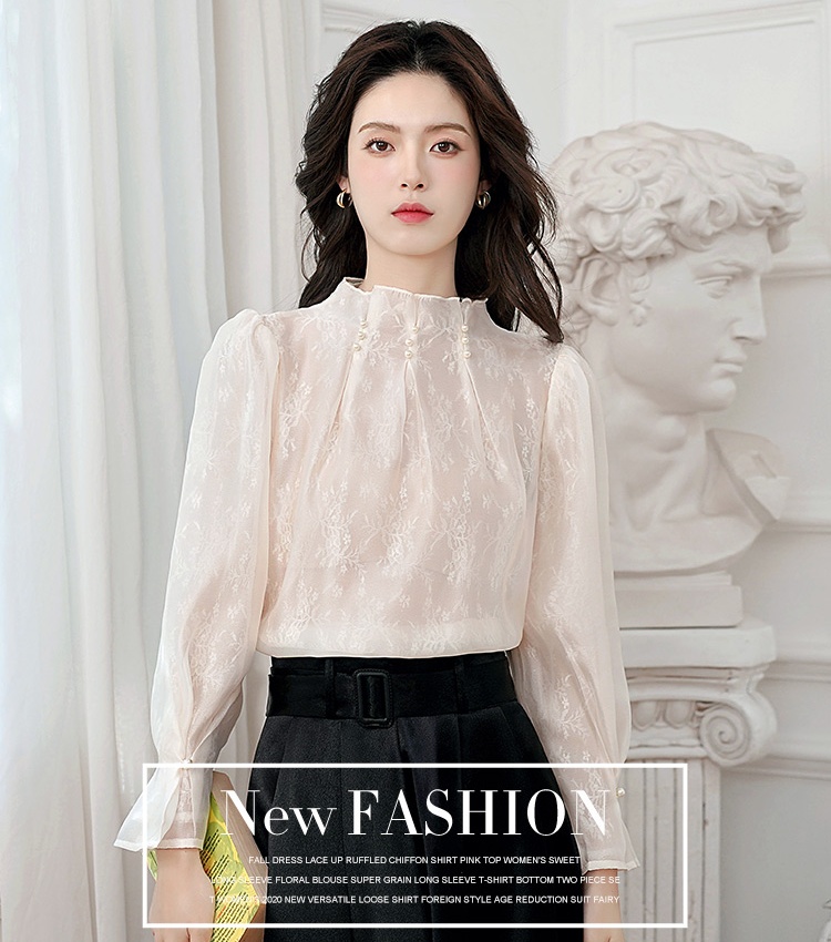 Pearl cstand collar tops temperament chanelstyle shirt