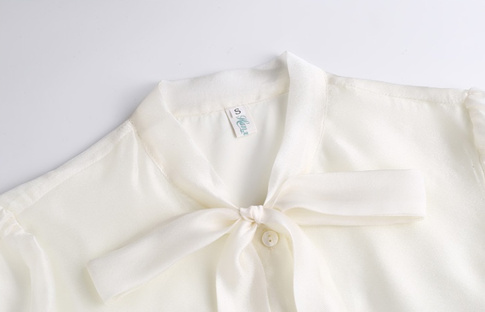 Bow long sleeve shirt spring and autumn organza tops for women