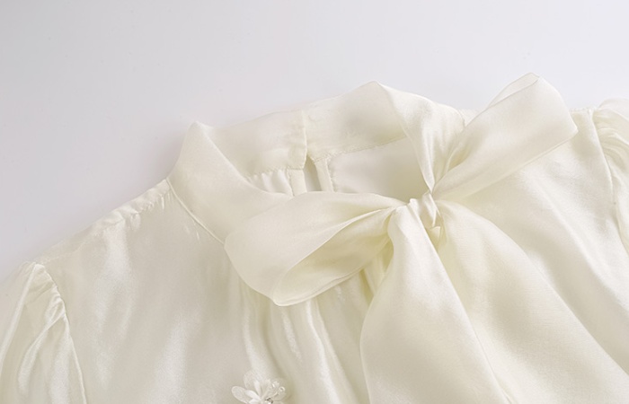 Flowers bow streamer France style autumn shirt
