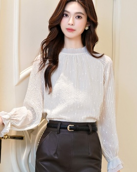 France style long sleeve tops chiffon shirt for women