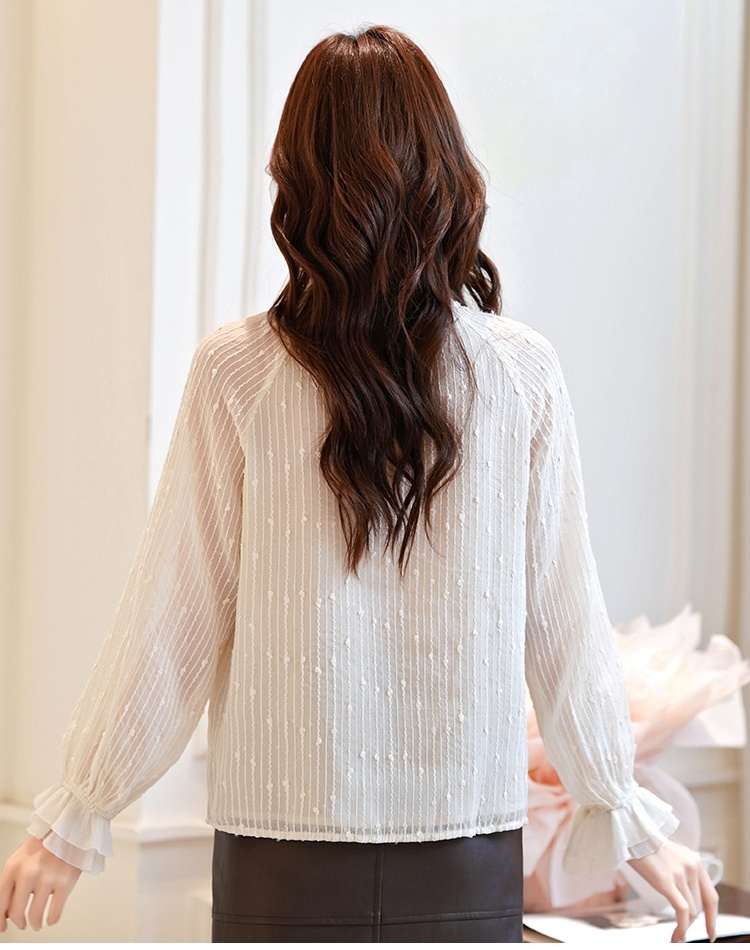 France style long sleeve tops chiffon shirt for women