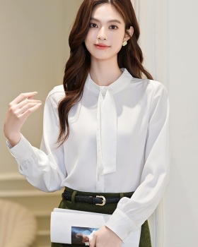 France style long sleeve tops white niche shirt for women