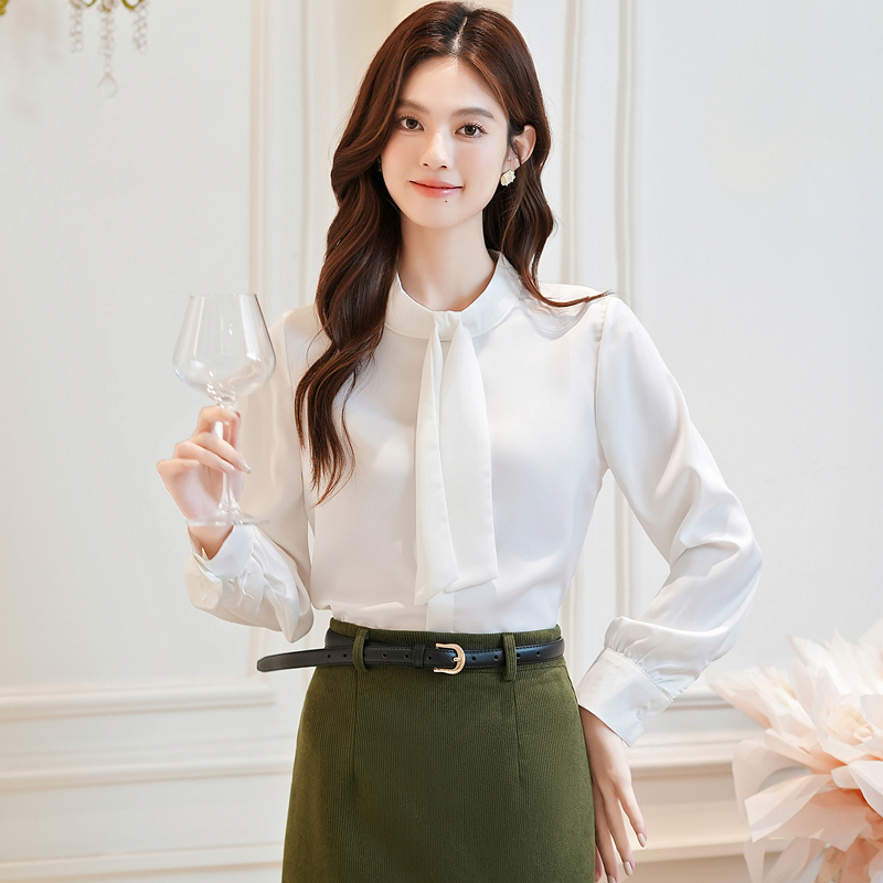 France style long sleeve tops white niche shirt for women