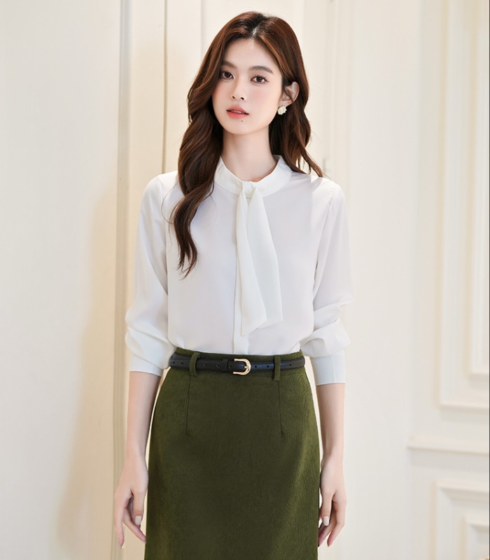 France style long sleeve tops white niche shirt for women