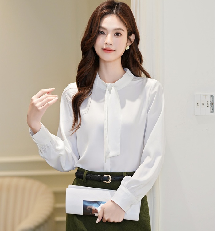 France style long sleeve tops white niche shirt for women