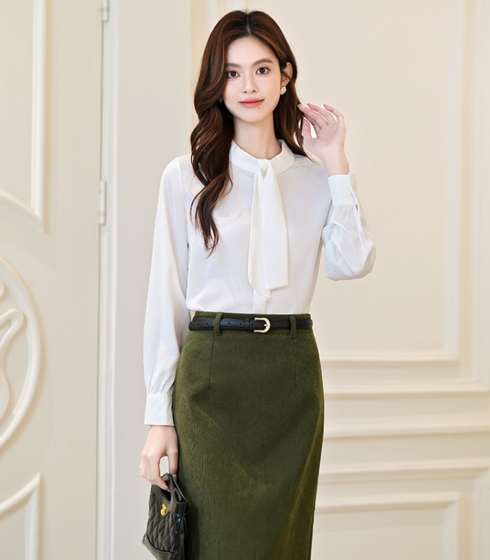 France style long sleeve tops white niche shirt for women