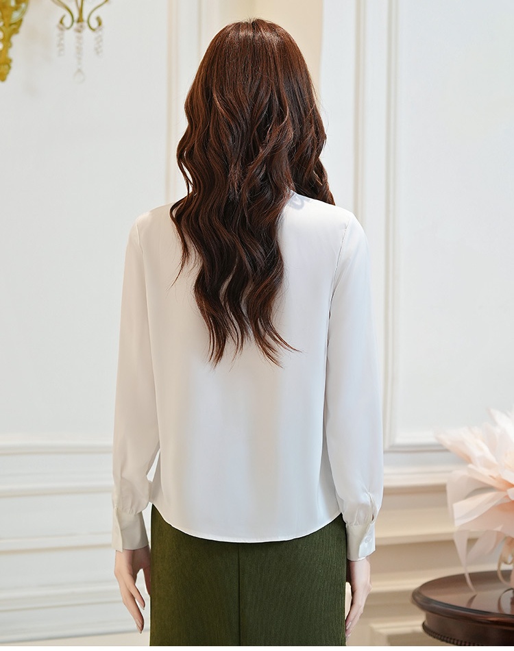 France style long sleeve tops white niche shirt for women