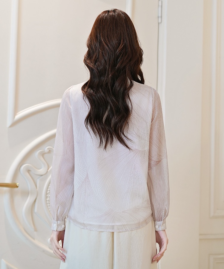 Lace collar long sleeve tops drape autumn shirt for women