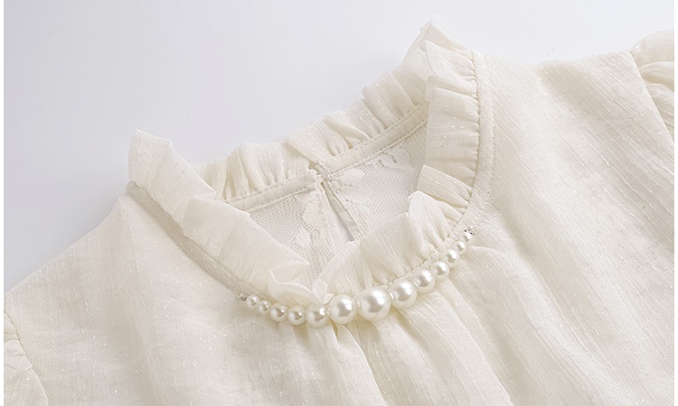 Western style half high collar shirt long sleeve chiffon shirt