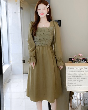 Pure long sleeve Casual embroidered flowers dress for women