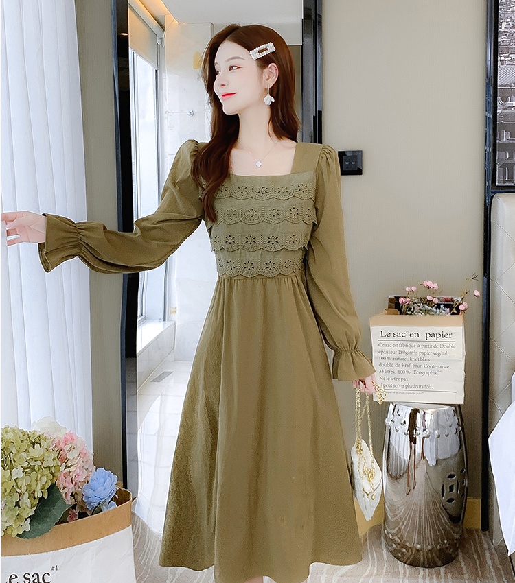 Pure long sleeve Casual embroidered flowers dress for women
