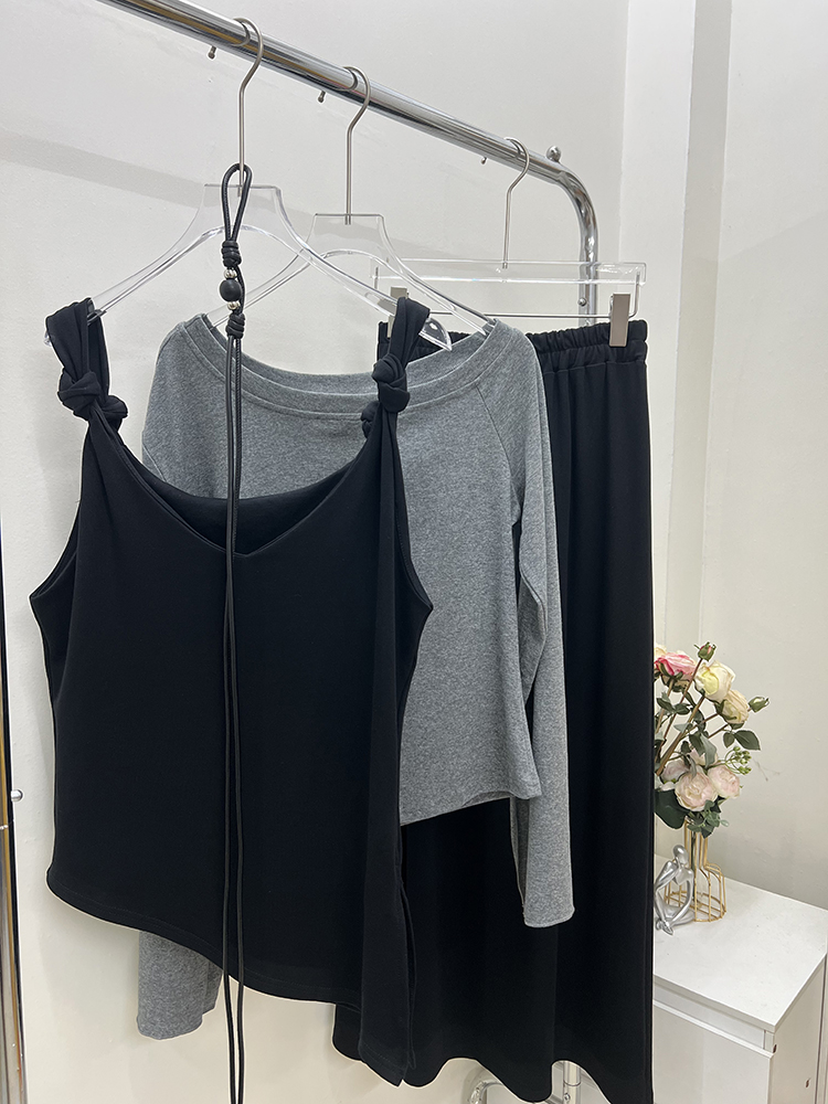 Sloping shoulder irregular vest fashion shirts 4pcs set