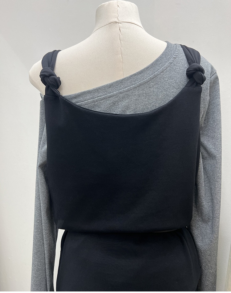 Sloping shoulder irregular vest fashion shirts 4pcs set