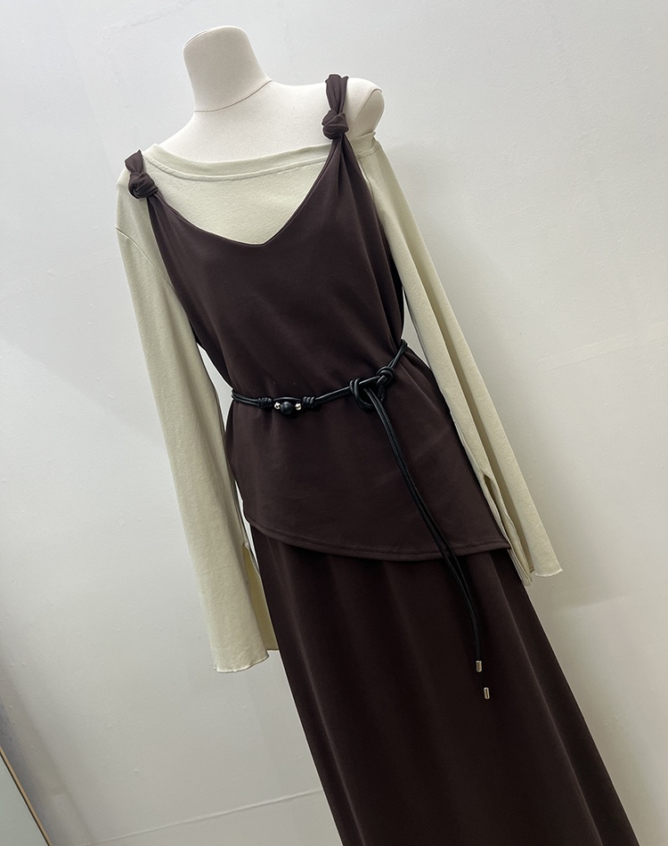 Sloping shoulder irregular vest fashion shirts 4pcs set