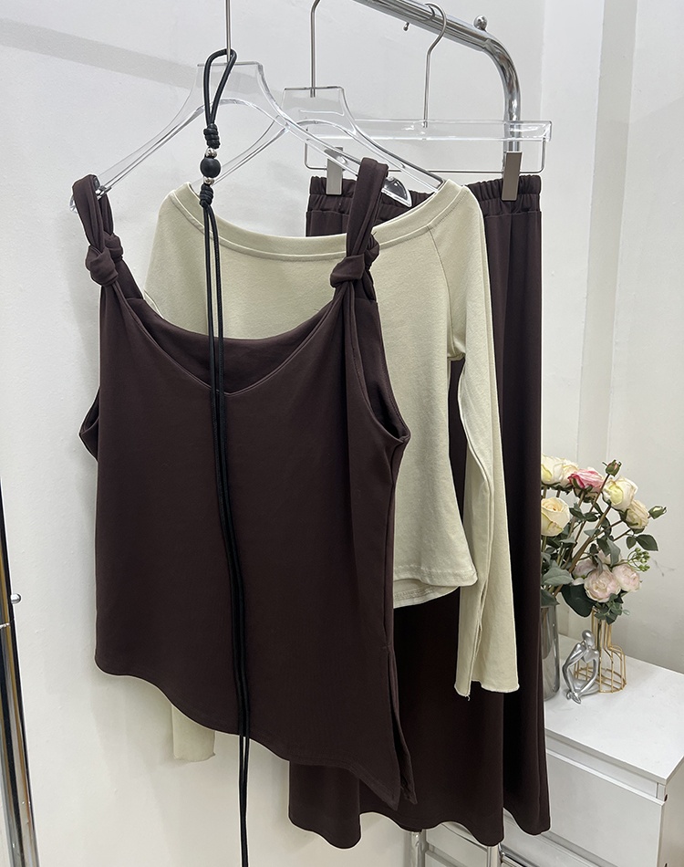 Sloping shoulder irregular vest fashion shirts 4pcs set