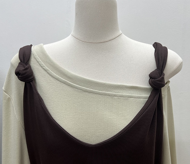 Sloping shoulder irregular vest fashion shirts 4pcs set