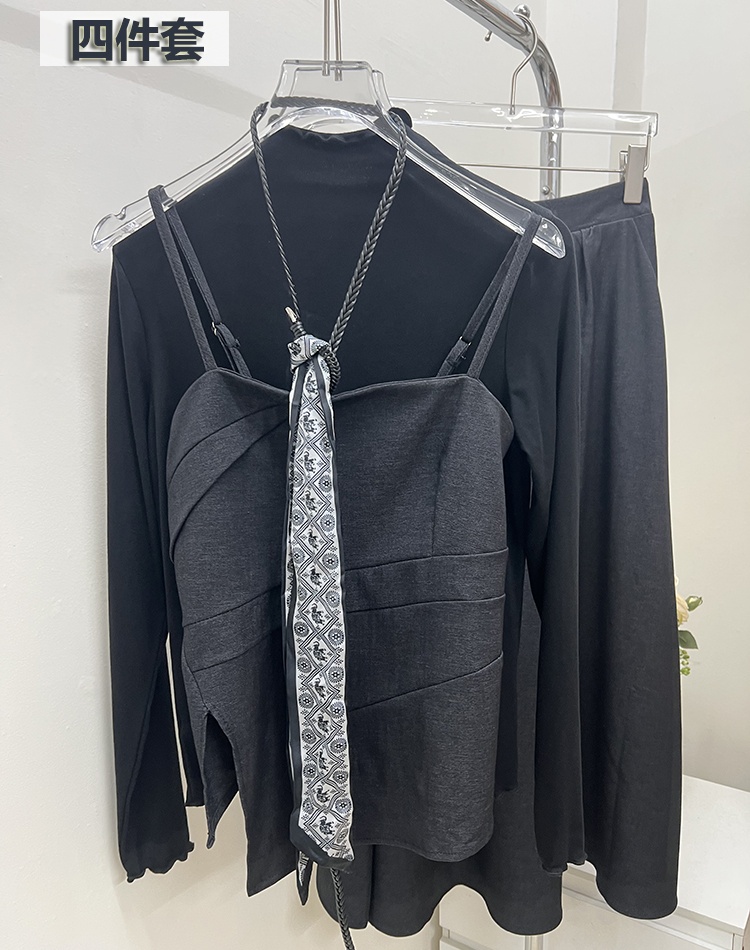 Irregular fashion belt France style shirts 4pcs set