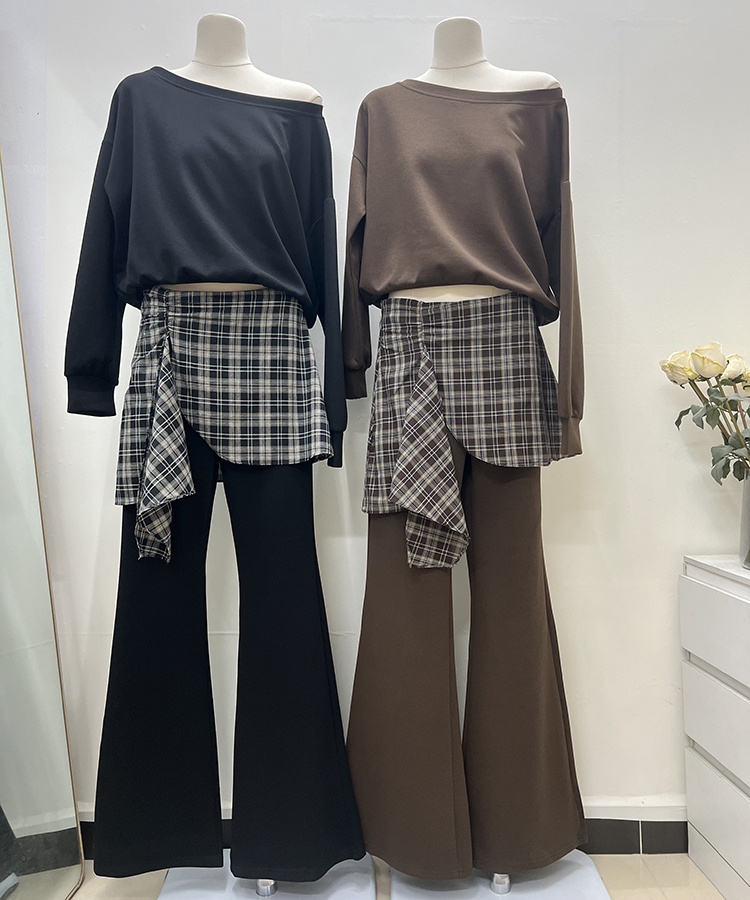Speaker strapless slim long sleeve tops 2pcs set for women