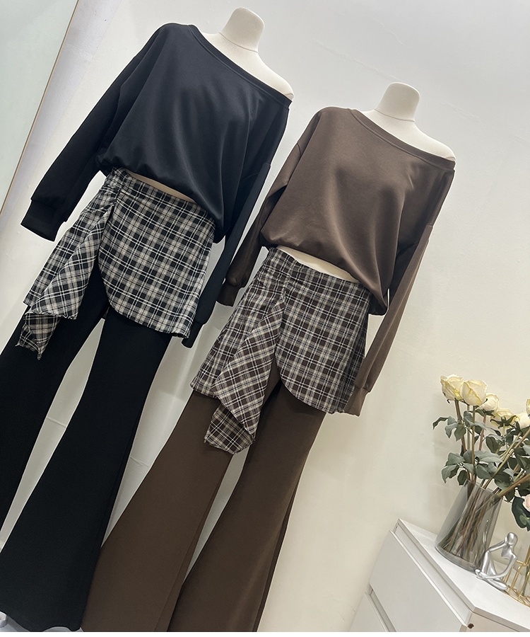 Speaker strapless slim long sleeve tops 2pcs set for women