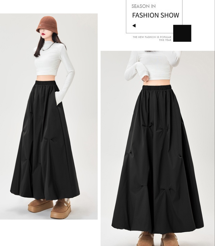 Autumn fold bud skirt A-line skirt for women