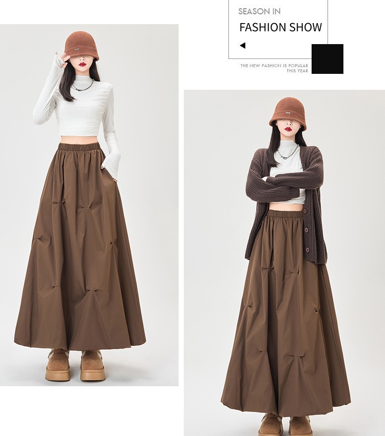 Autumn fold bud skirt A-line skirt for women