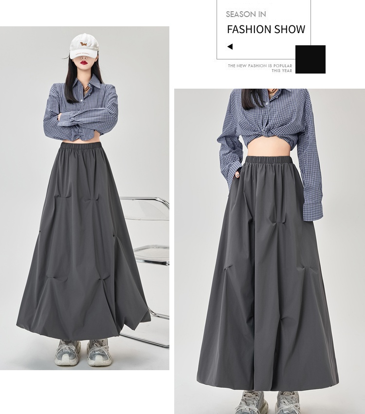 Autumn fold bud skirt A-line skirt for women