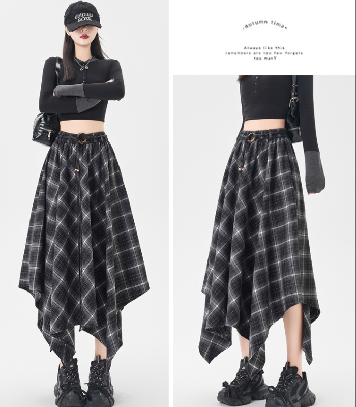 Long irregular autumn A-line slim skirt for women