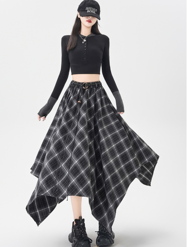 Long irregular autumn A-line slim skirt for women