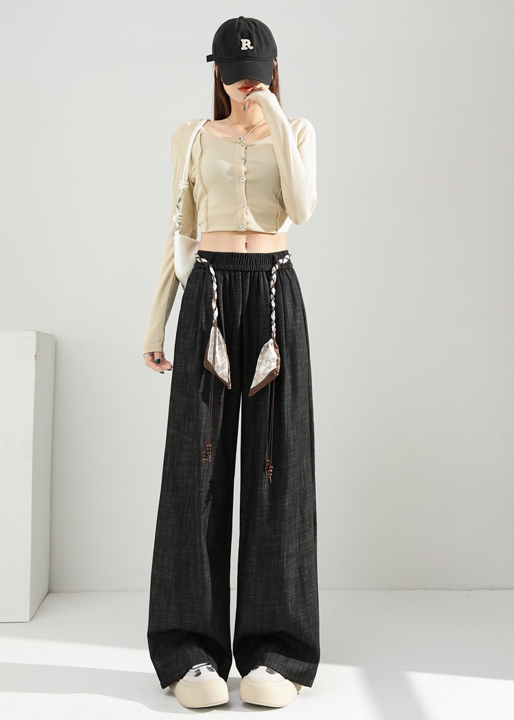 Mopping bandage scarves Casual retro wide leg pants for women