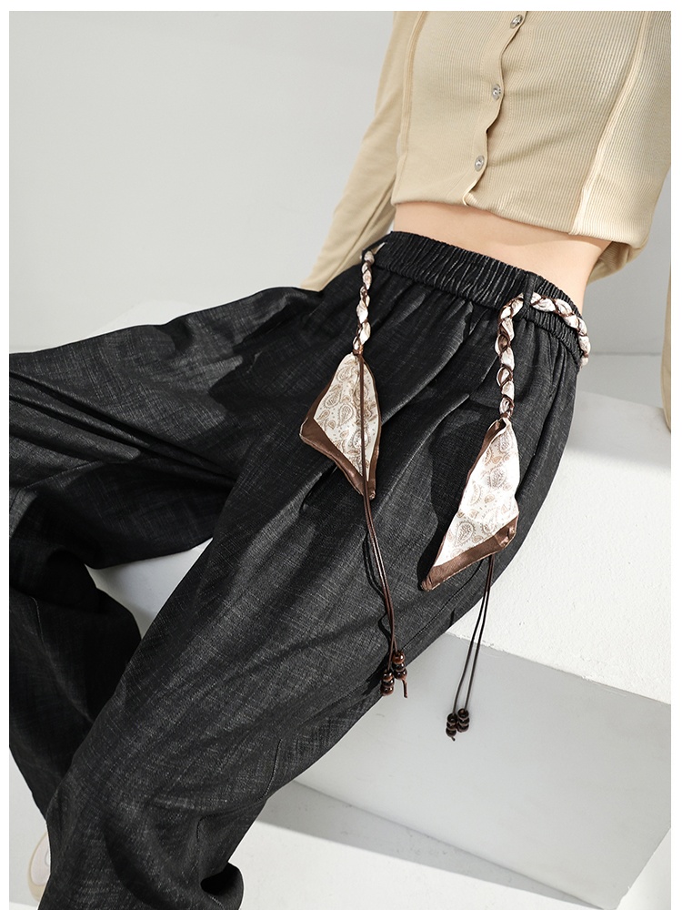 Mopping bandage scarves Casual retro wide leg pants for women