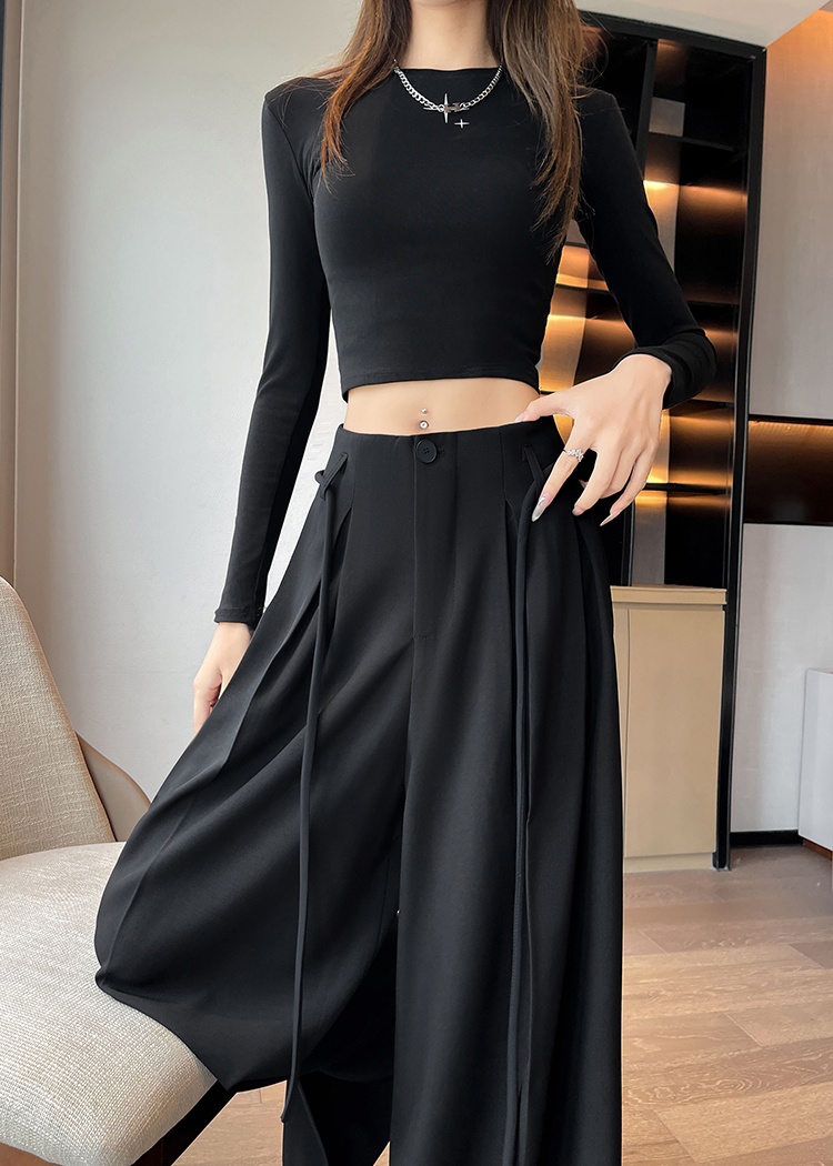 Mopping autumn gray culottes Casual loose business suit