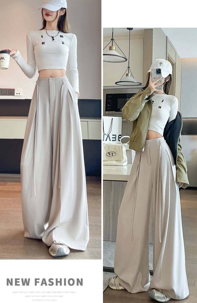Mopping autumn gray culottes Casual loose business suit