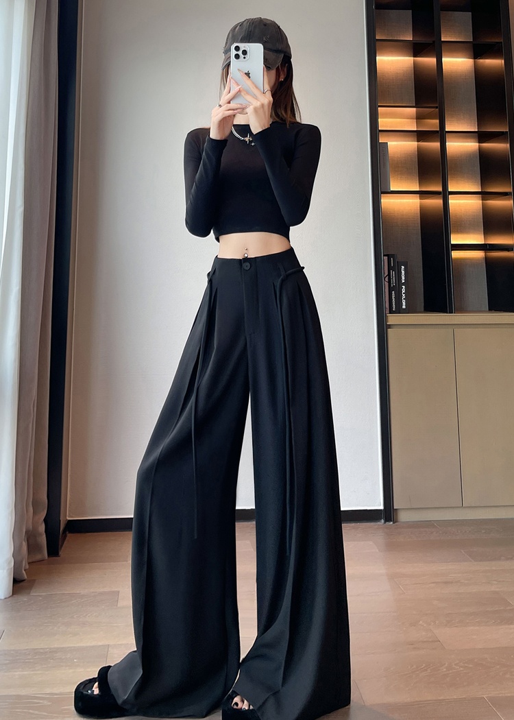 Mopping autumn gray culottes Casual loose business suit
