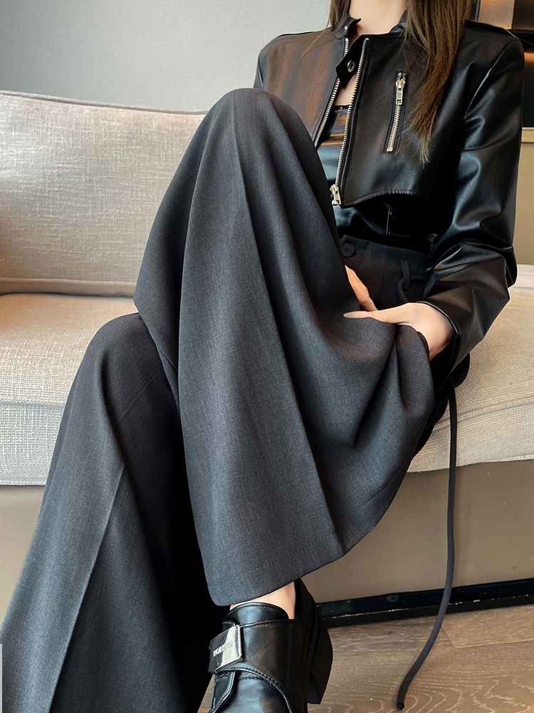 Mopping autumn gray culottes Casual loose business suit