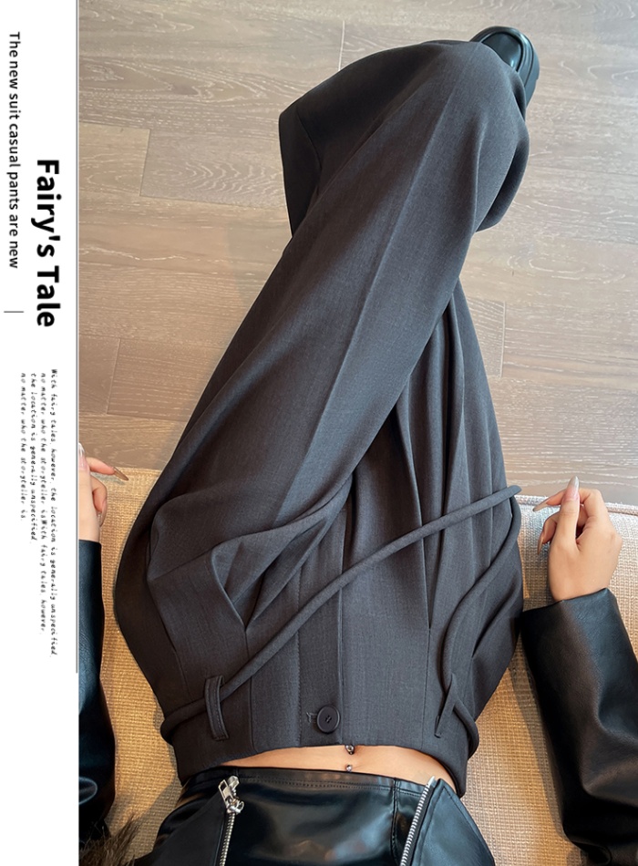 Mopping autumn gray culottes Casual loose business suit