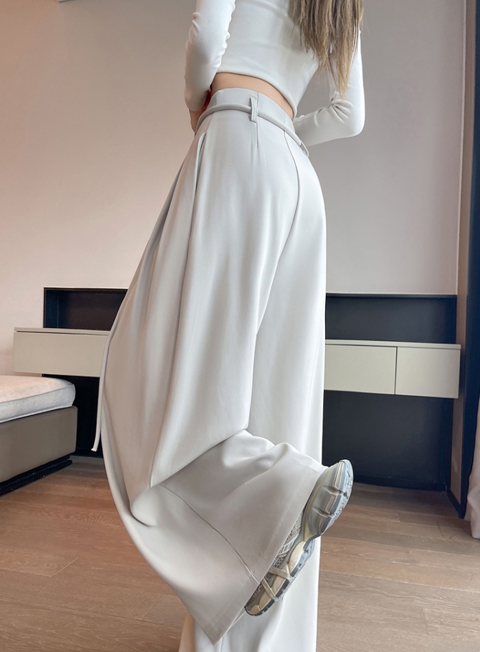 Mopping autumn gray culottes Casual loose business suit
