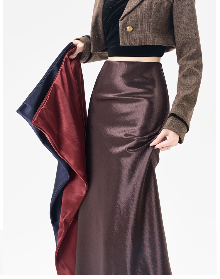 High waist A-line skirt slim autumn long dress for women