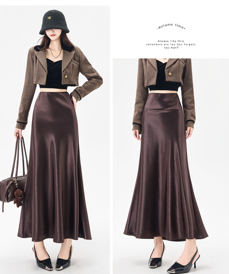 High waist A-line skirt slim autumn long dress for women