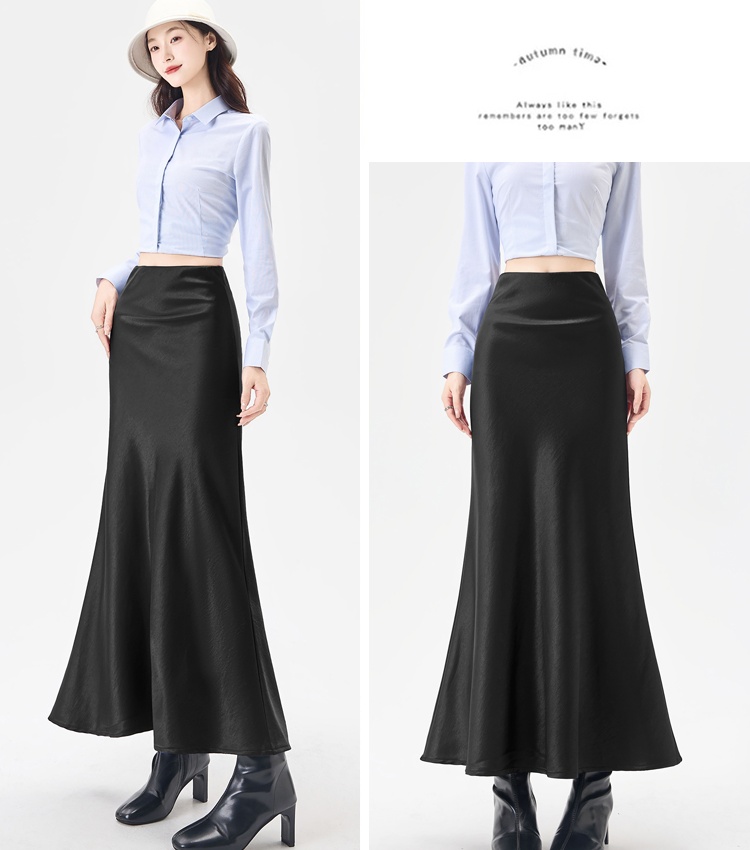 High waist A-line skirt slim autumn long dress for women