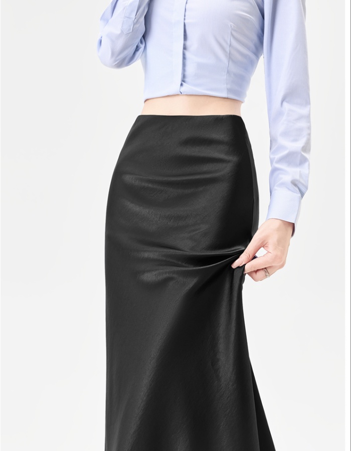 High waist A-line skirt slim autumn long dress for women
