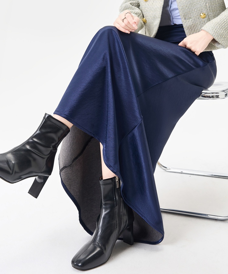 High waist A-line skirt slim autumn long dress for women