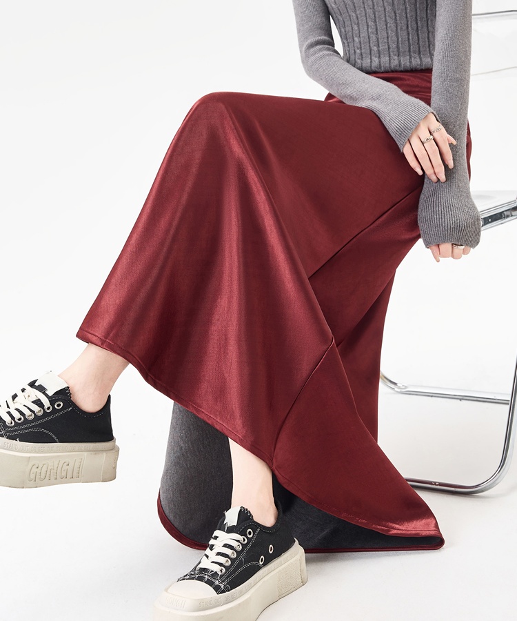High waist A-line skirt slim autumn long dress for women