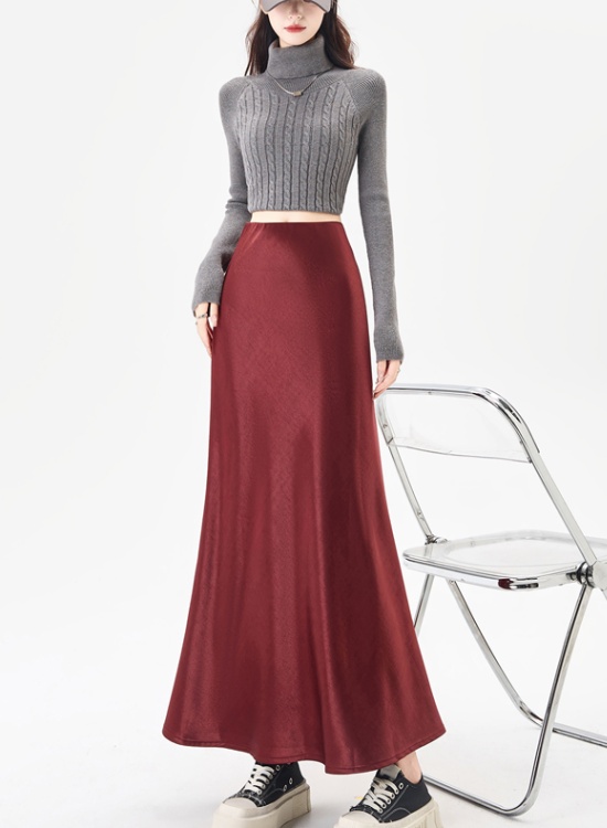 High waist A-line skirt slim autumn long dress for women