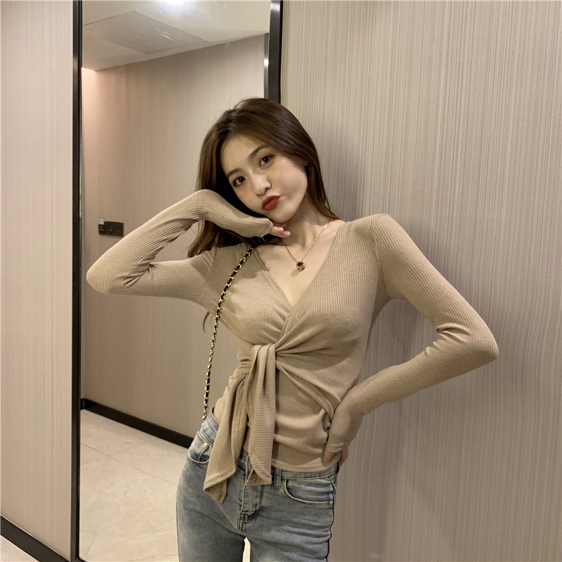 Little sexy slim T-shirt bandage bottoming shirt