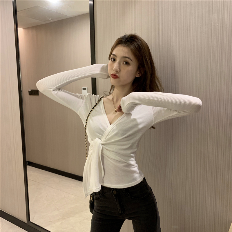 Little sexy slim T-shirt bandage bottoming shirt