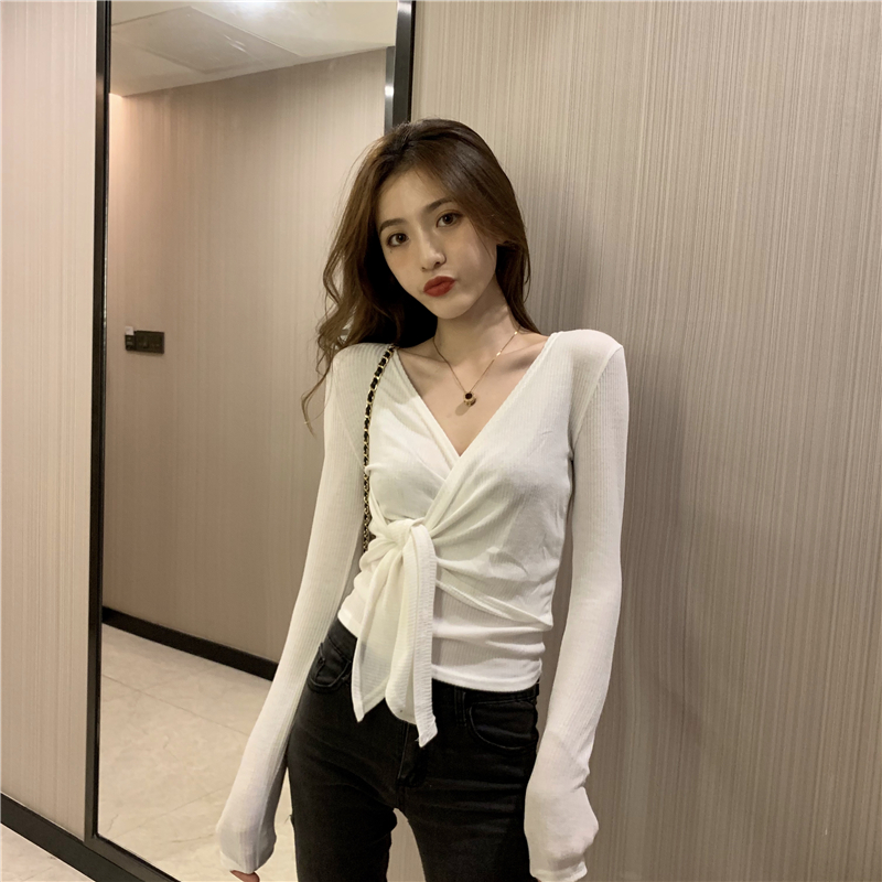 Little sexy slim T-shirt bandage bottoming shirt