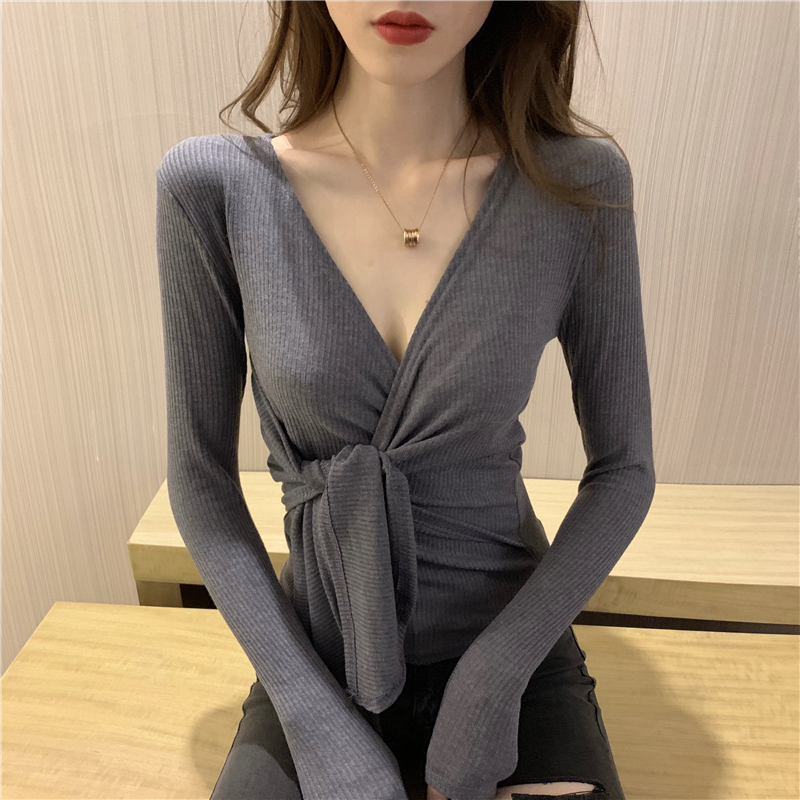 Little sexy slim T-shirt bandage bottoming shirt