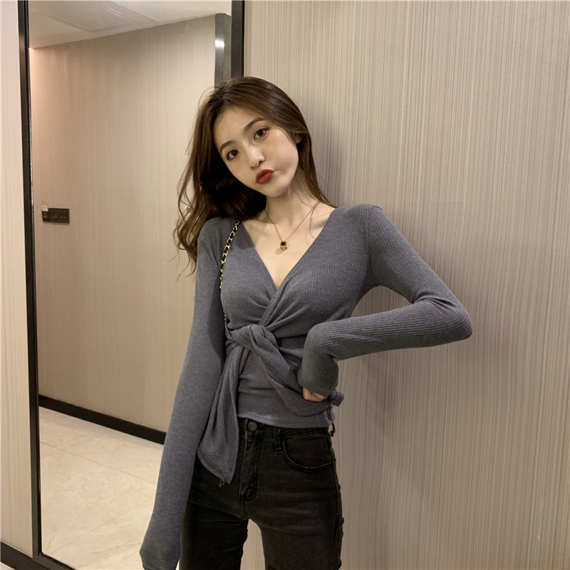 Little sexy slim T-shirt bandage bottoming shirt