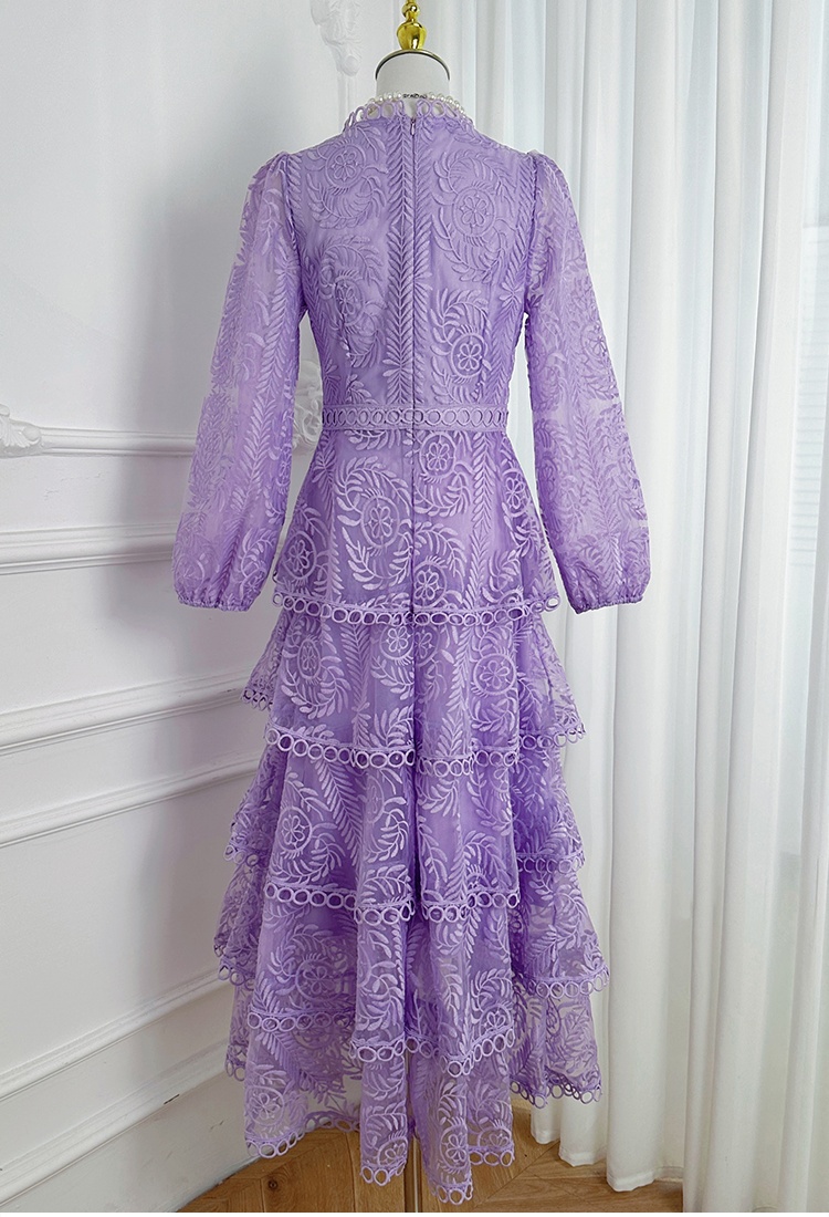 Cake embroidered pinched waist temperament dress
